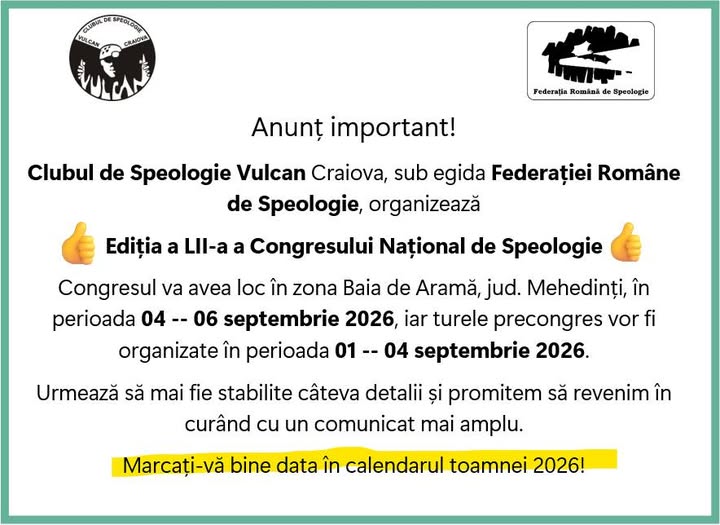 Congresul Național de Speologie 2026